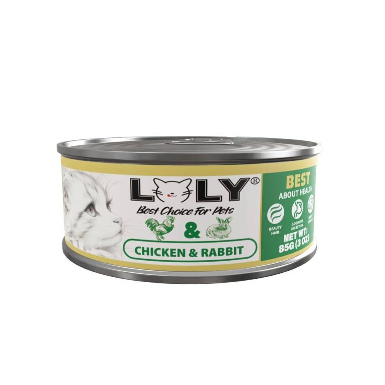 لولي كات طعام رطب معلبات بالدجاج والارانب للقطط 85g